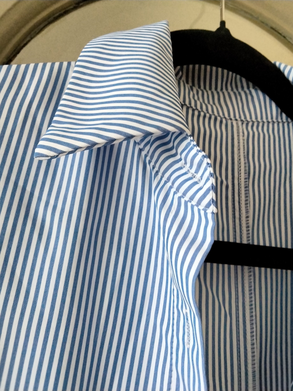 Light Blue Pinstripe Button-Front Shirt Dress - Picture 3 of 7